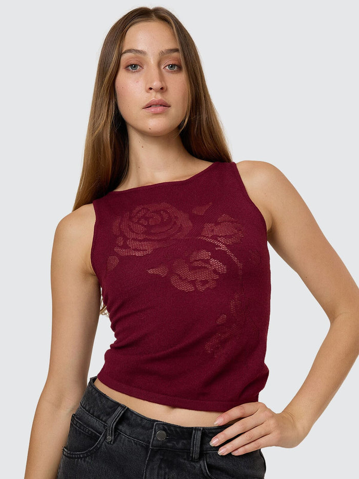 Rosetta Knit Tank - Mahogany 4