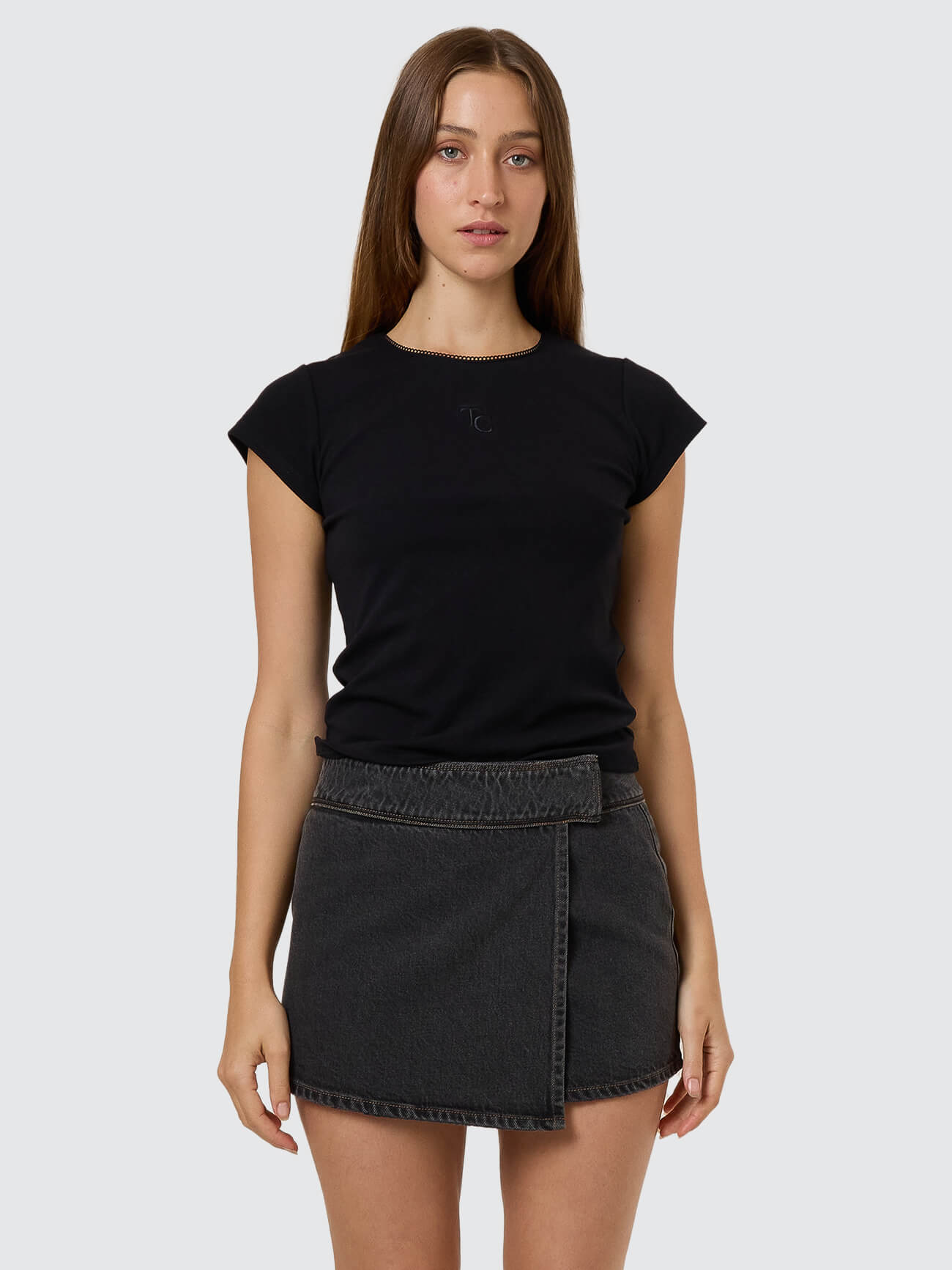 Night Shift Wrap Mini Skirt - Ash Black