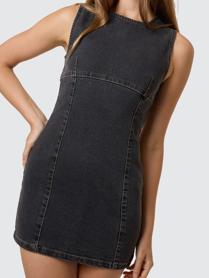 Night Shift Mini Dress - Ash Black