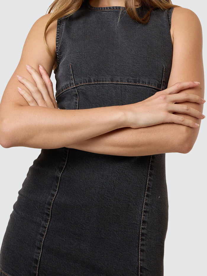 Night Shift Mini Dress - Ash Black