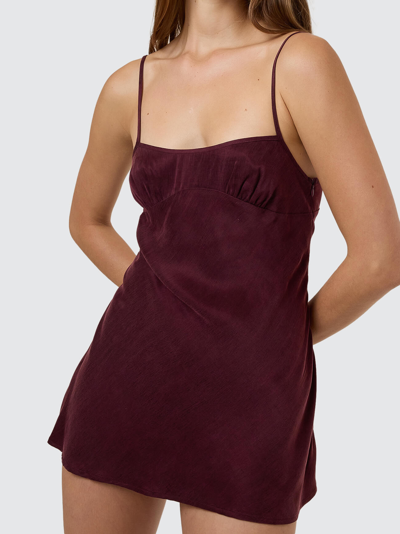 Elio Bias Mini Dress - Mahogany