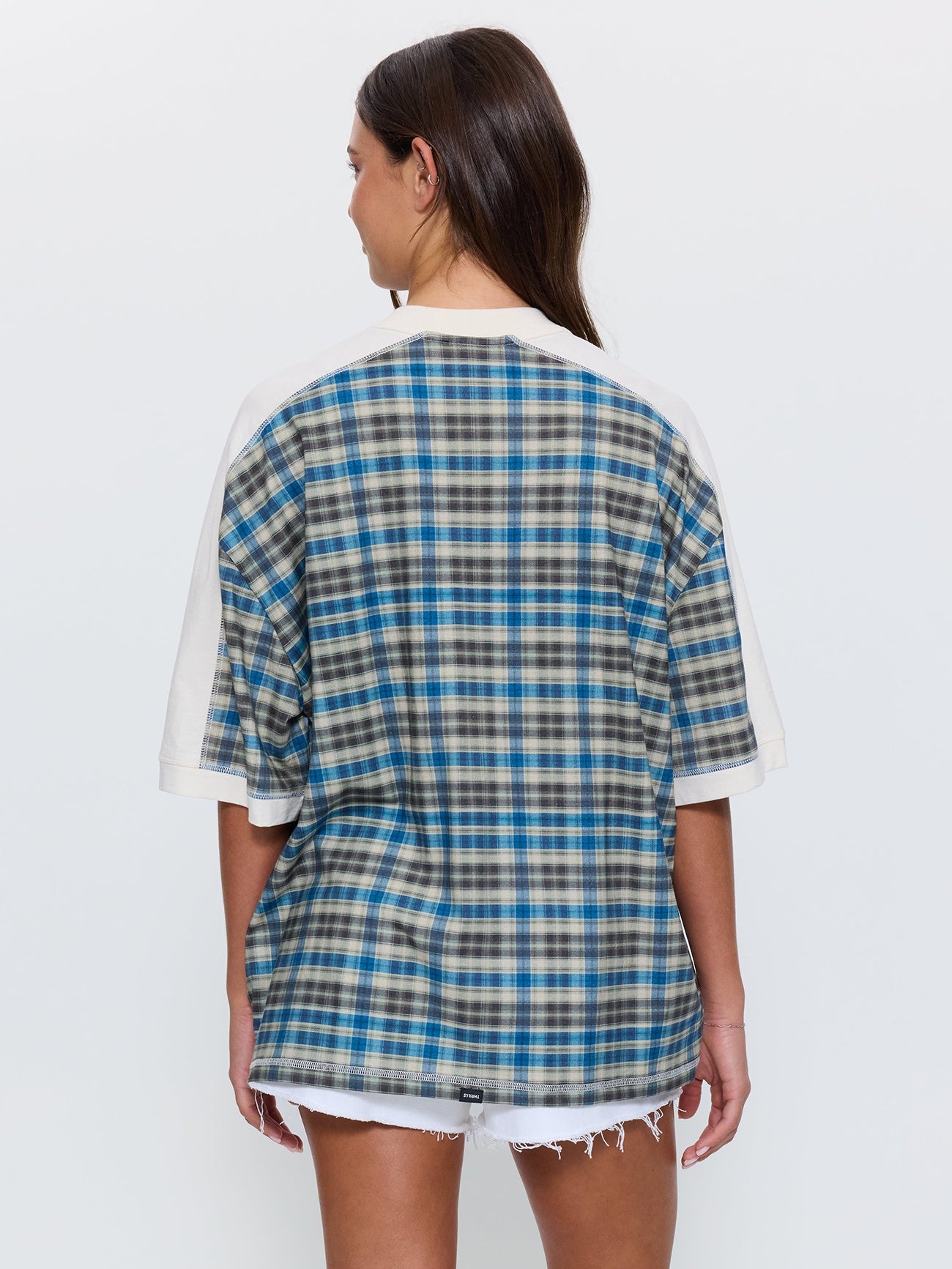 Desert Reverb V Neck Oversized Tee - Dusty Blue
