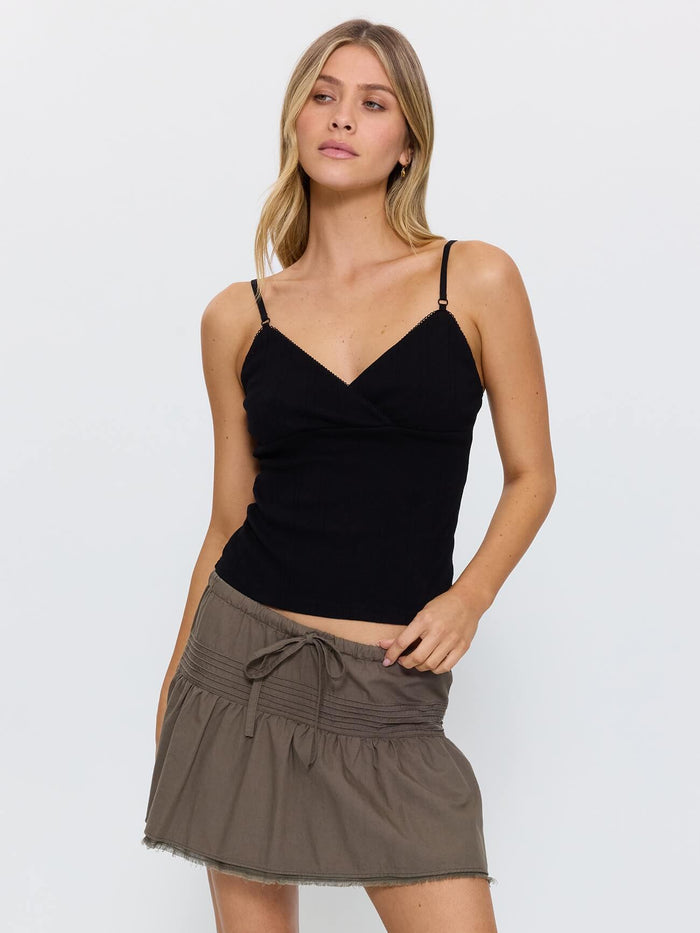 Violet Pointelle Top - Black 4