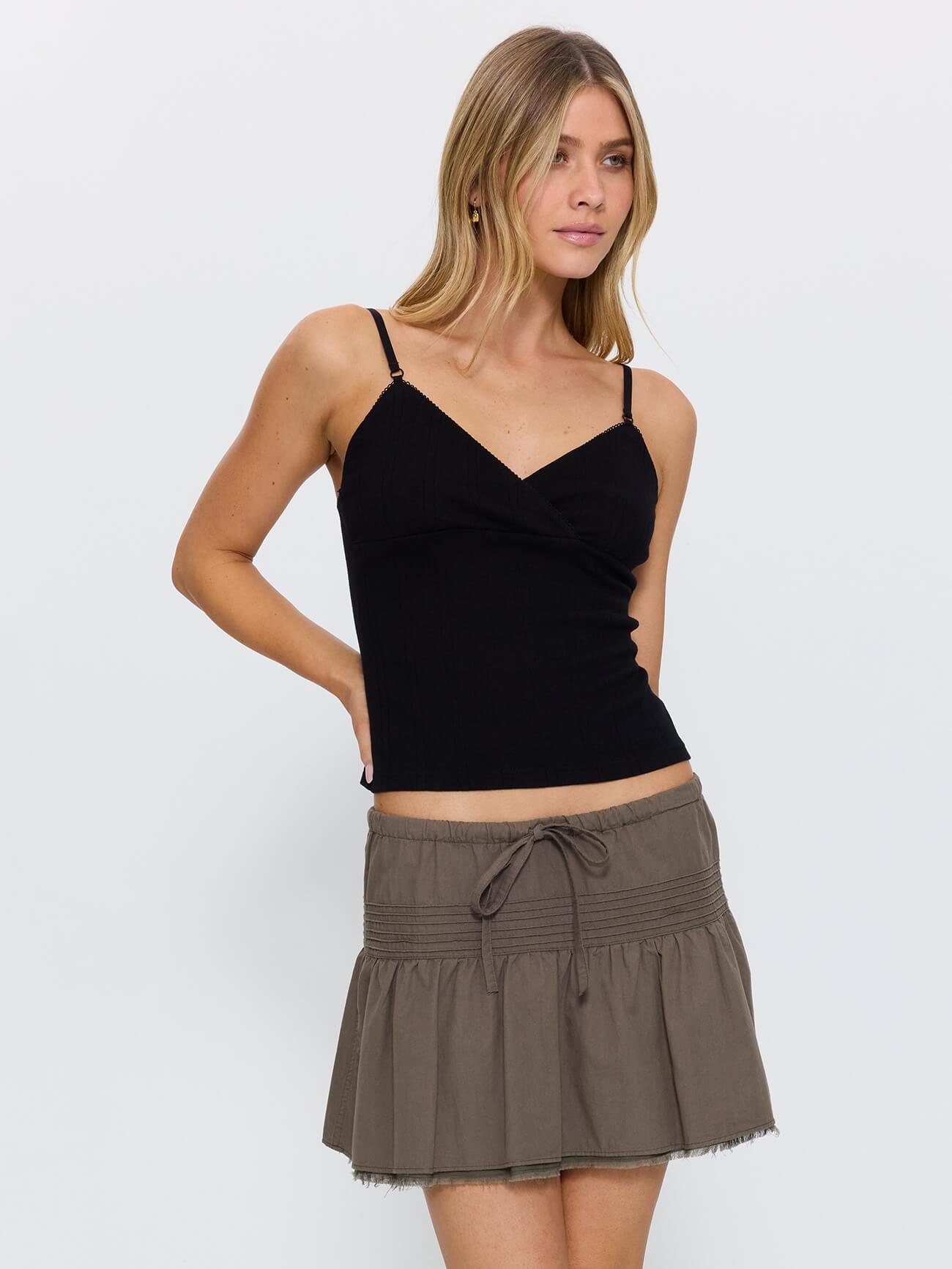 Violet Pointelle Top - Black 4