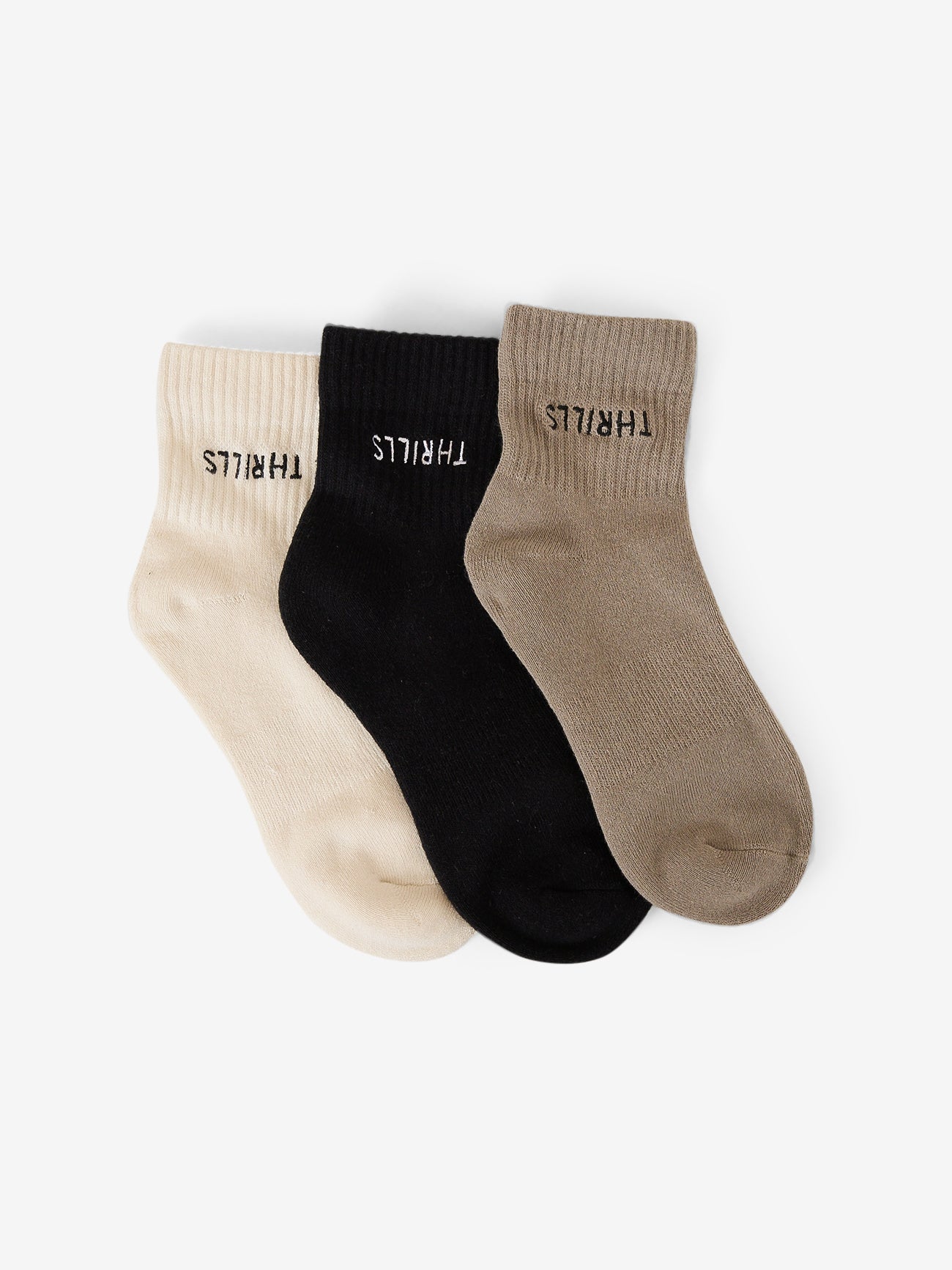 Minimal Thrills 3 Pack Sock - Brindle - Black - Heritage White One Size