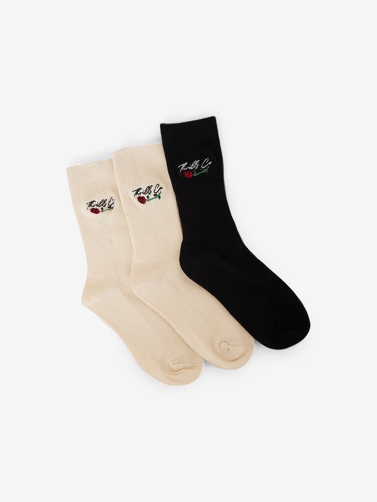 Signature Rose 3 Pack Sock - Heritage White - Heritage White - Black One Size