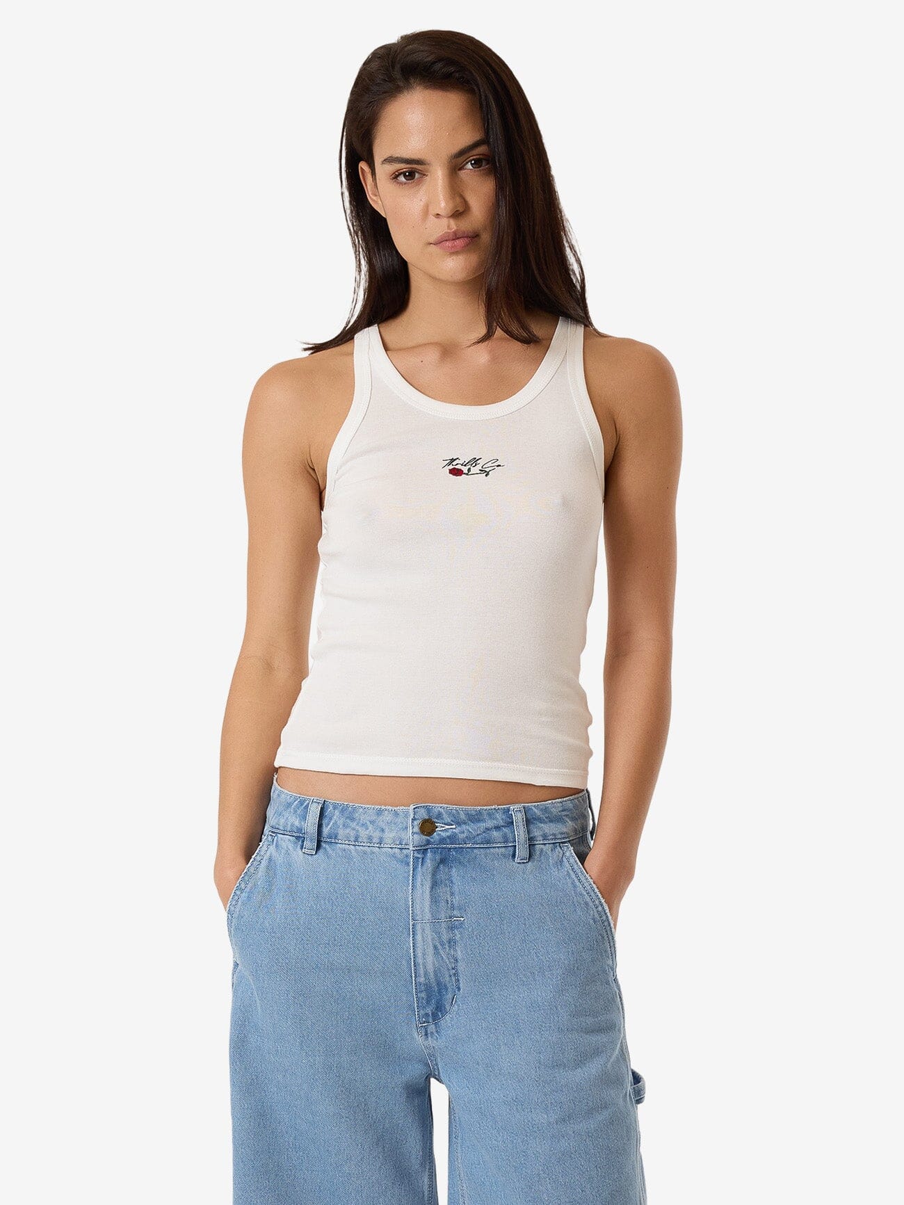 Signature Rose Apex Tank - Dirty White 4