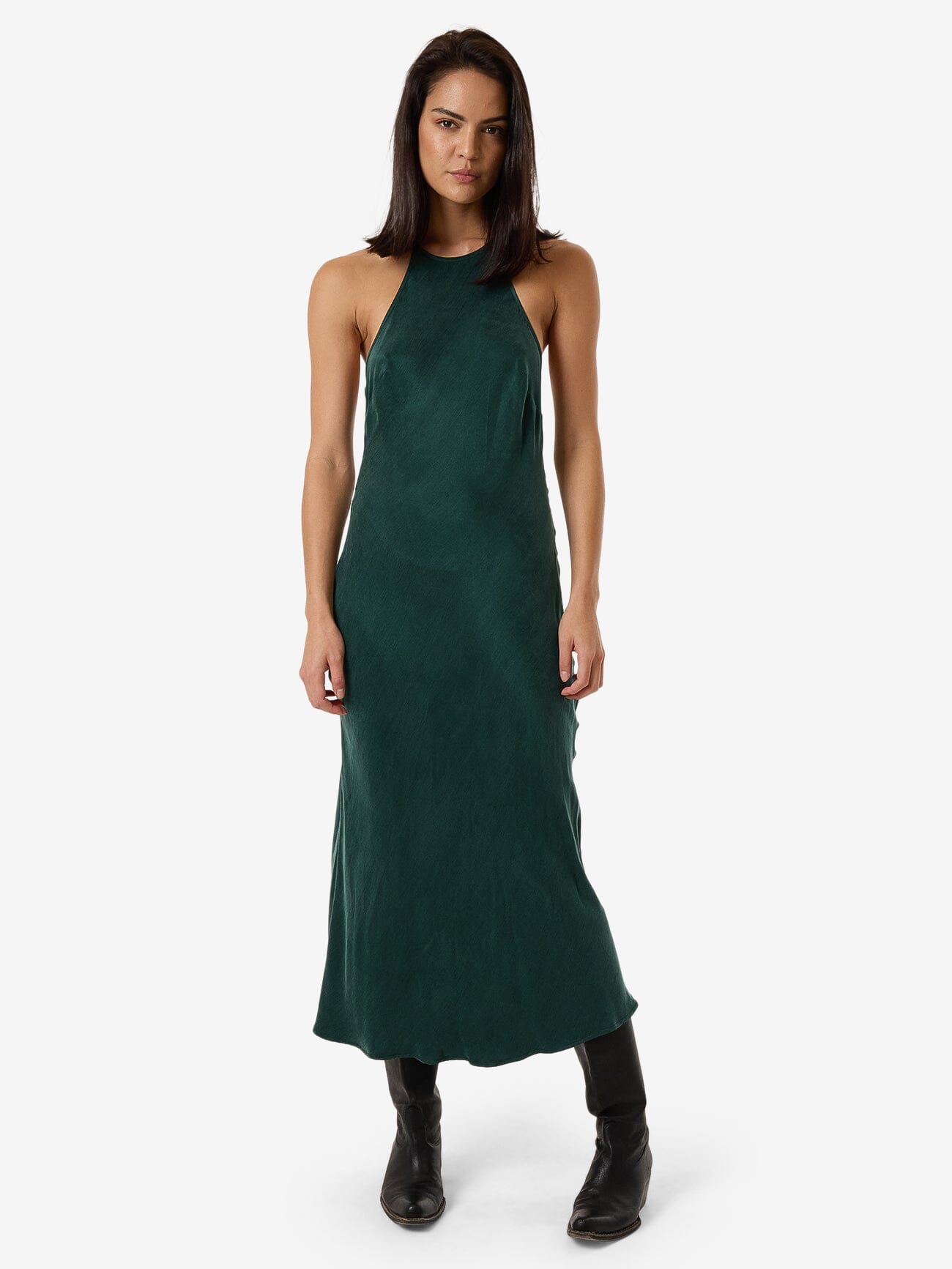 Jett Halter Bias Dress - Deep Emerald 4