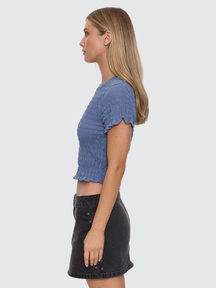 Against All Odds Shirred Tee - Bluefin 4