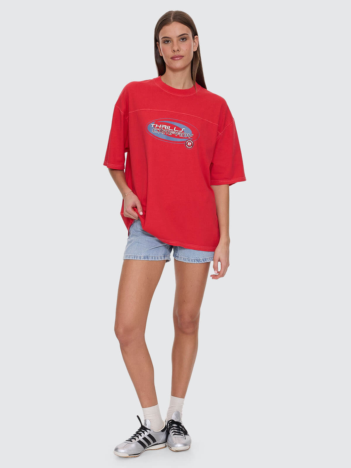 Track Record Oversized Tee - Flame Red 4