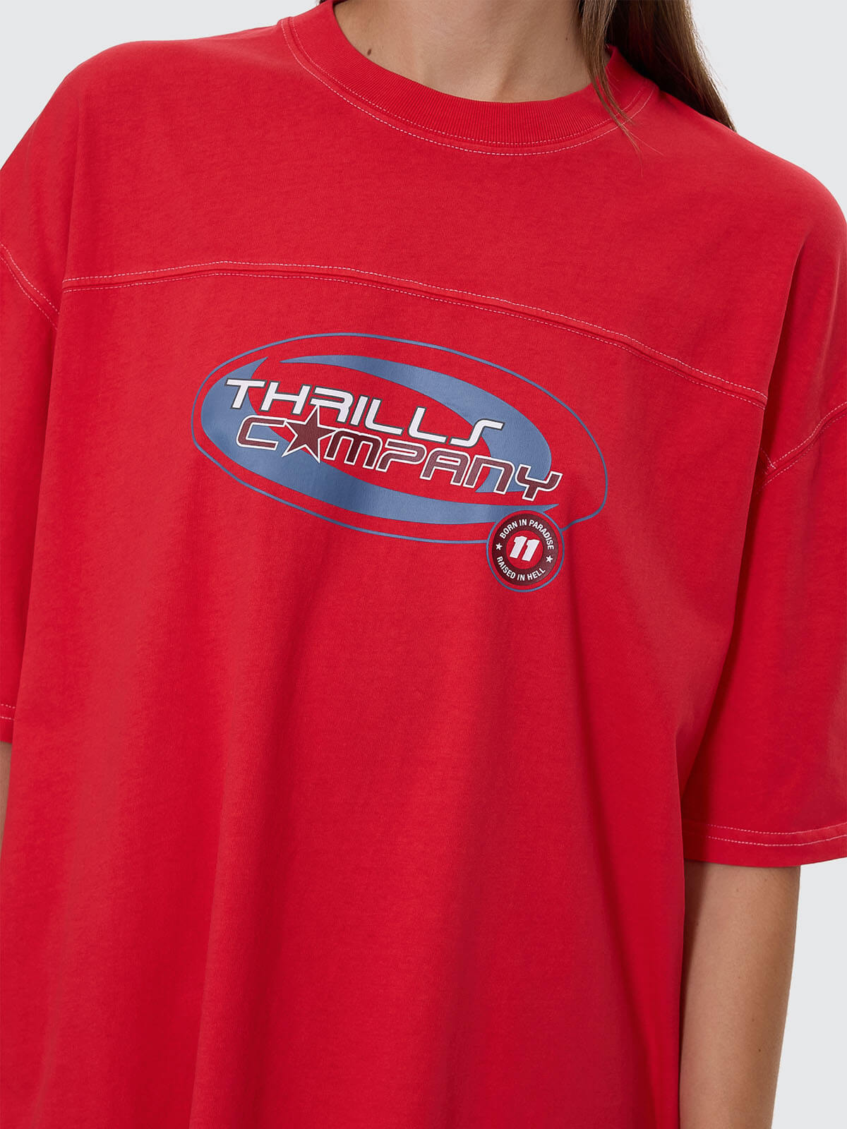 Track Record Oversized Tee - Flame Red 4