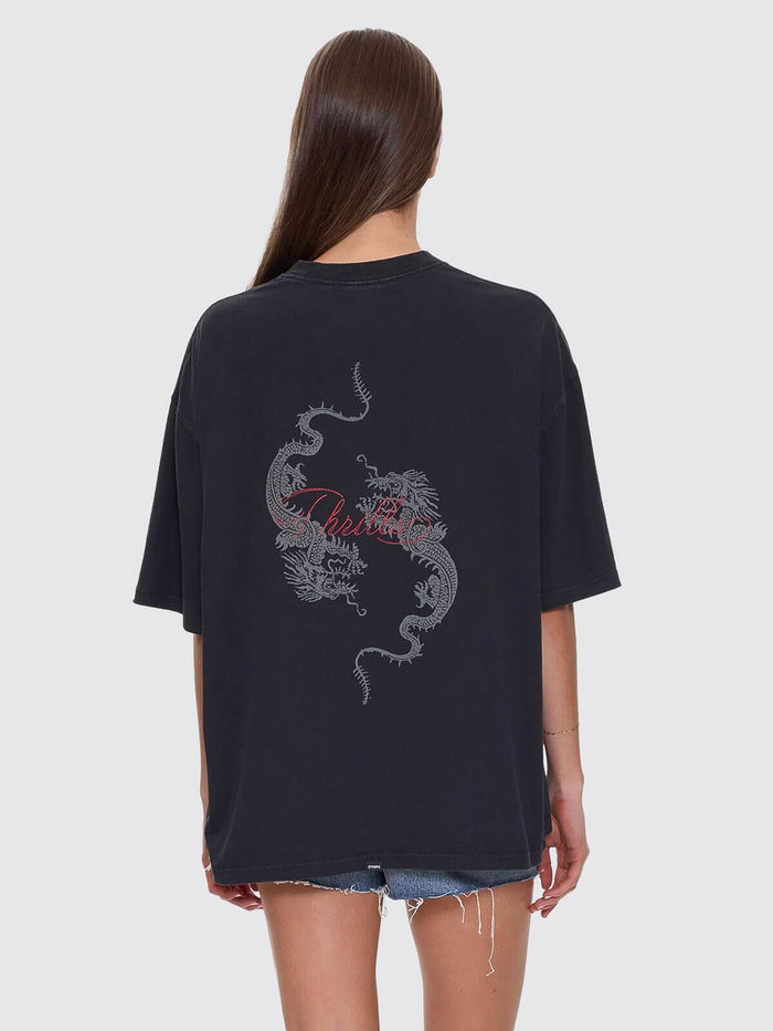 Chaos Reigns Oversized Tee - Washed Black 4
