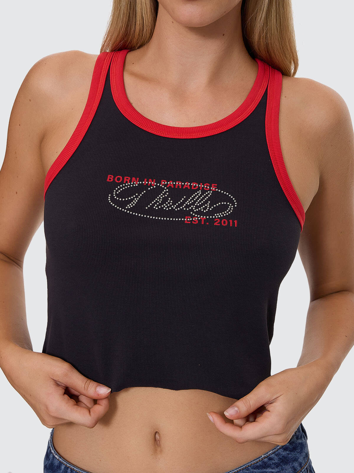 Chaos Reigns Studded Tank - Washed Black 4