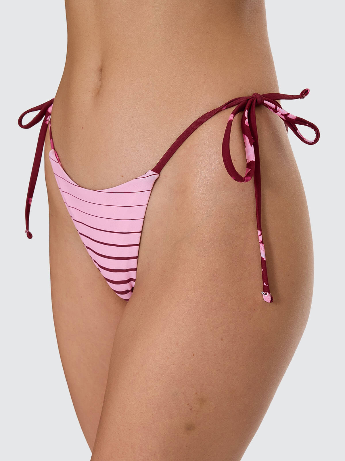 Full Bloom Reversible String Bikini Bottom - Pomegranate 4