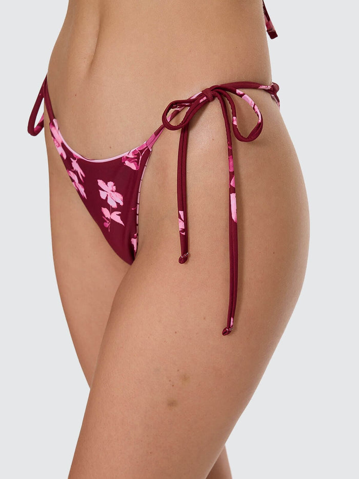 Full Bloom Reversible String Bikini Bottom - Pomegranate 4