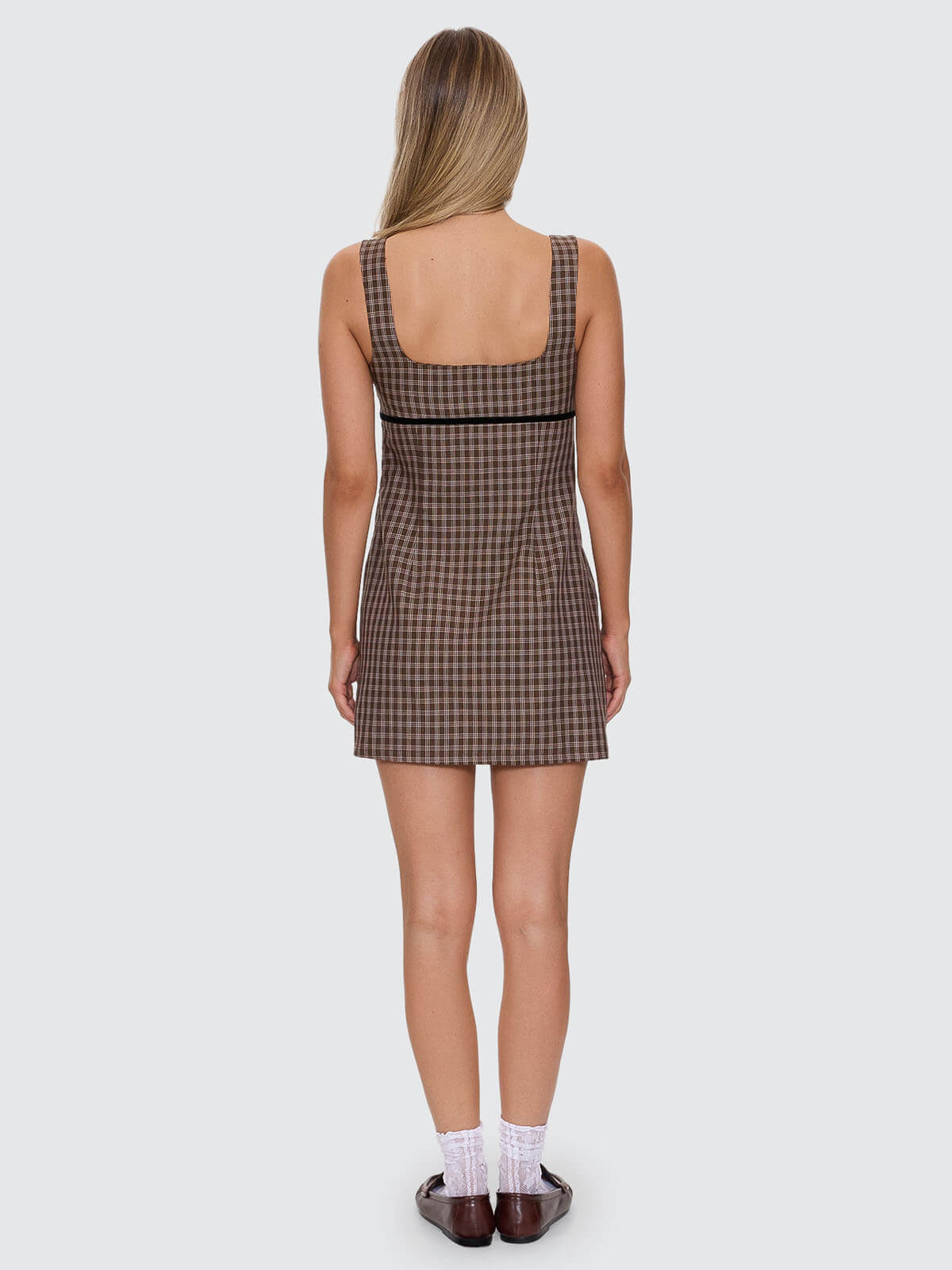State Of Mind Check Dress - Postal Brown 4