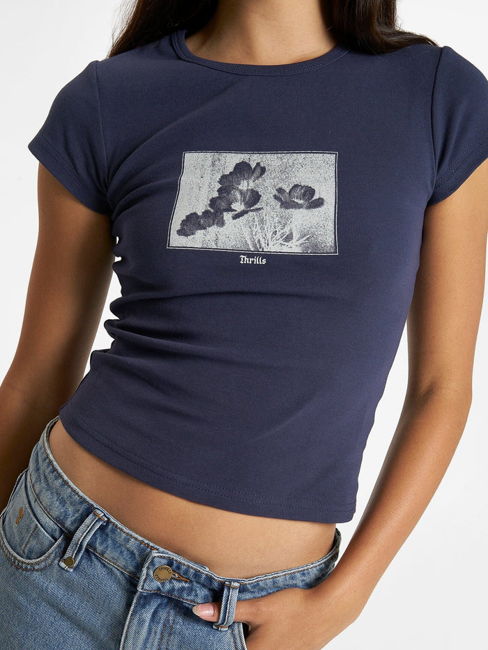 Turn Around Cap Sleeve Tee - Station navy
