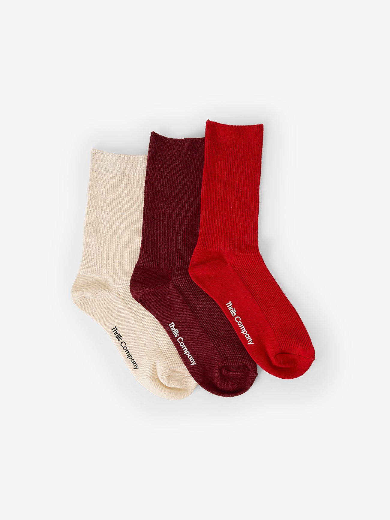 Growing Together 3 Pack Sock - Flame Red - Heritage White - Dark Cherry One Size