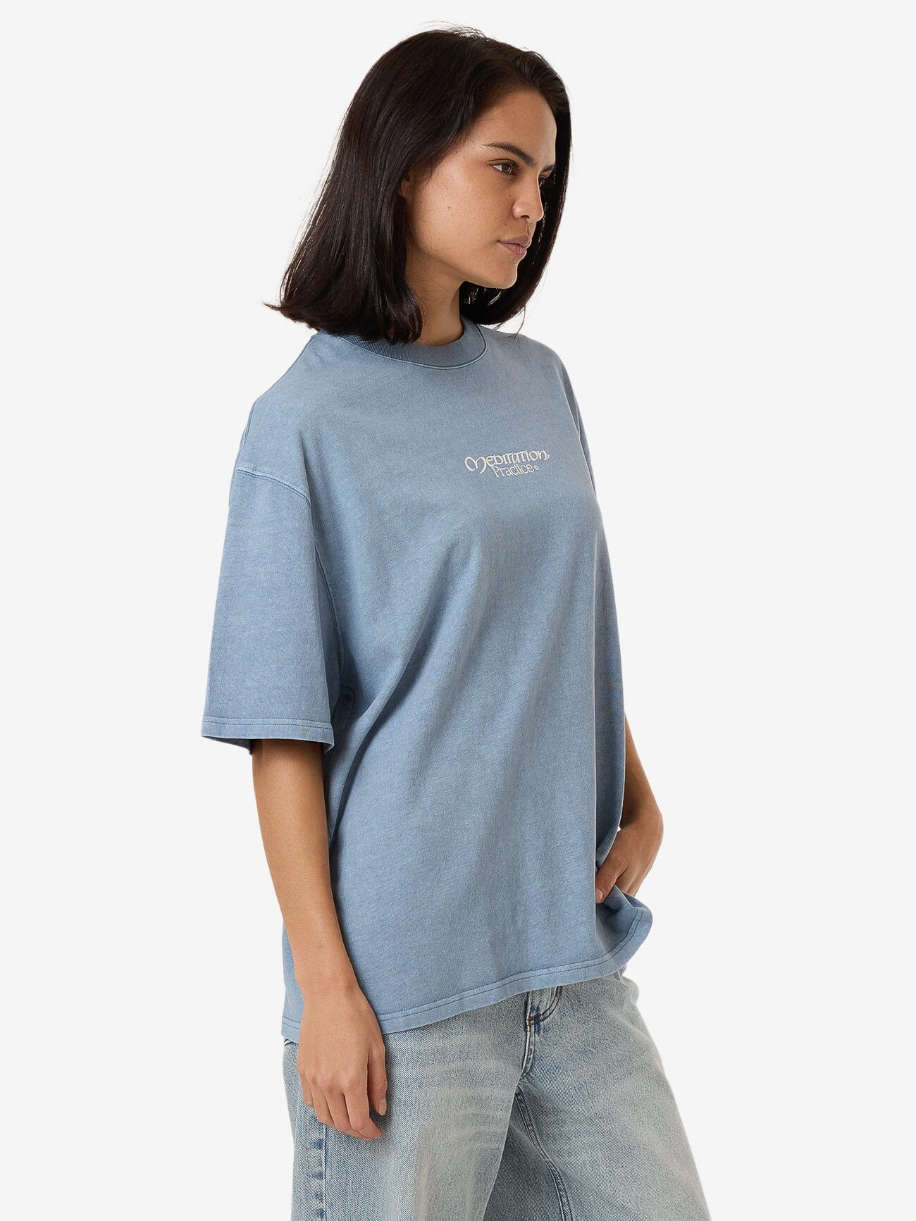 Meditation Practice Oversized Tee - Dusty Blue 4