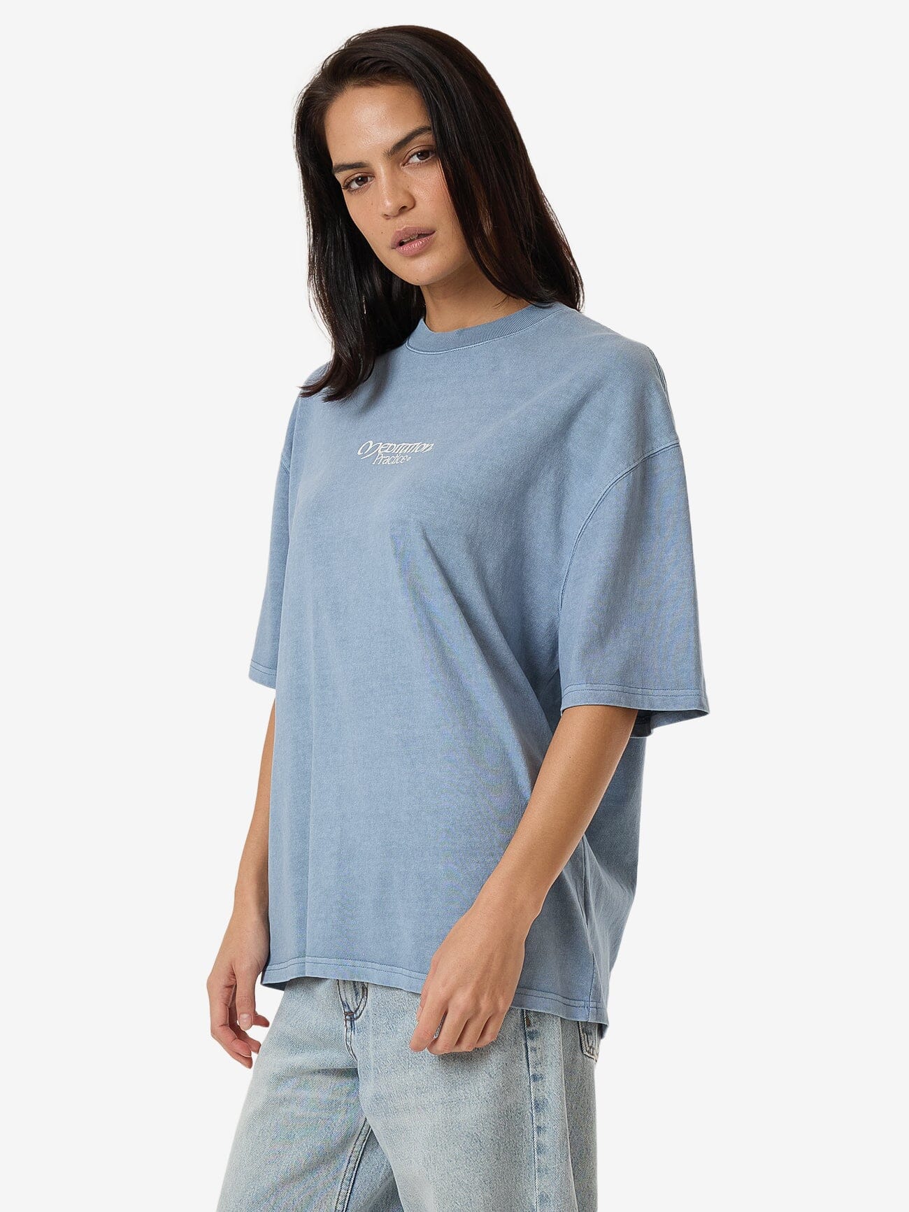 Meditation Practice Oversized Tee - Dusty Blue 4