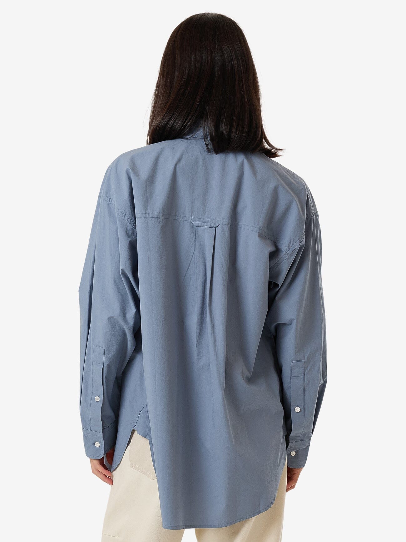 Maxwell Poplin Oversized Shirt - Dusty Blue 4