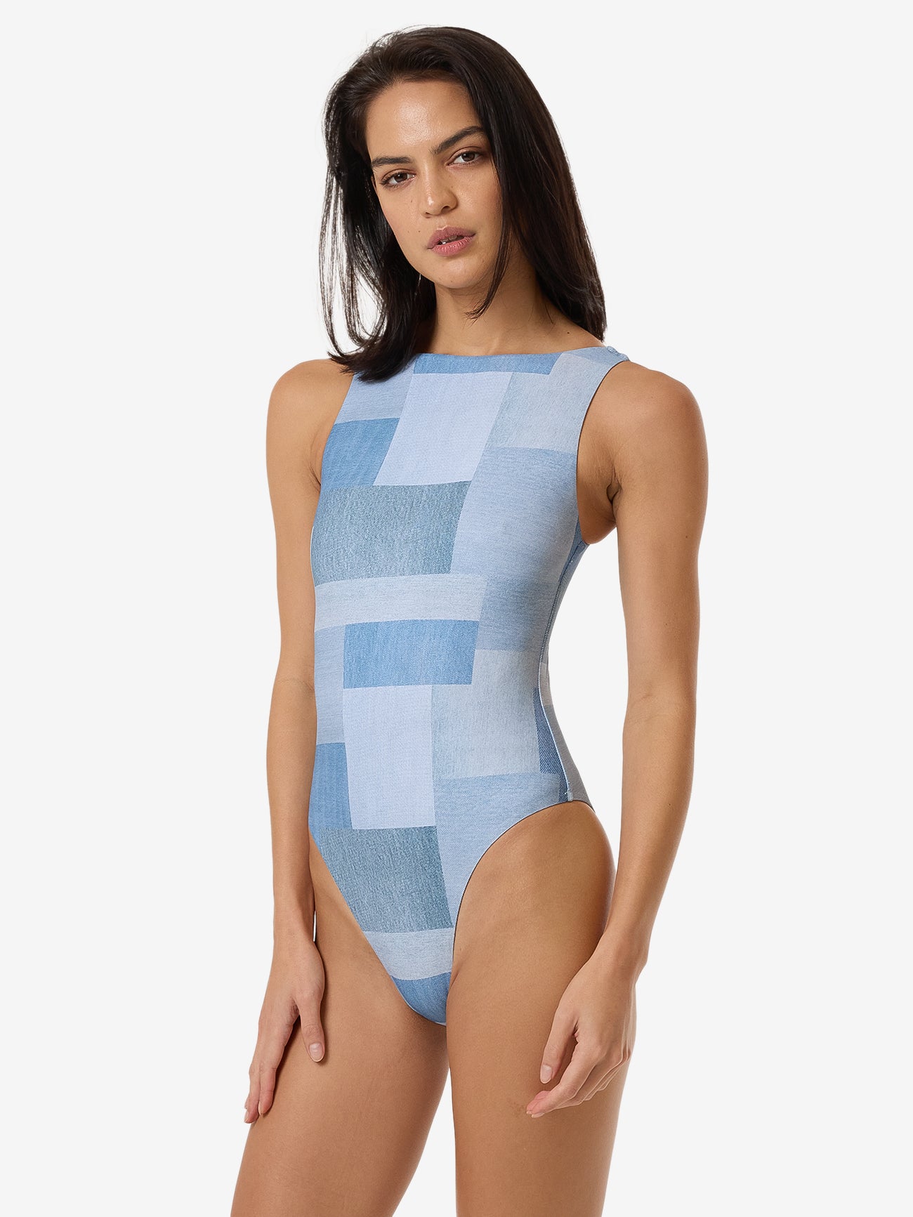 Shades Of Indigo High Neck One Piece - Blue 4