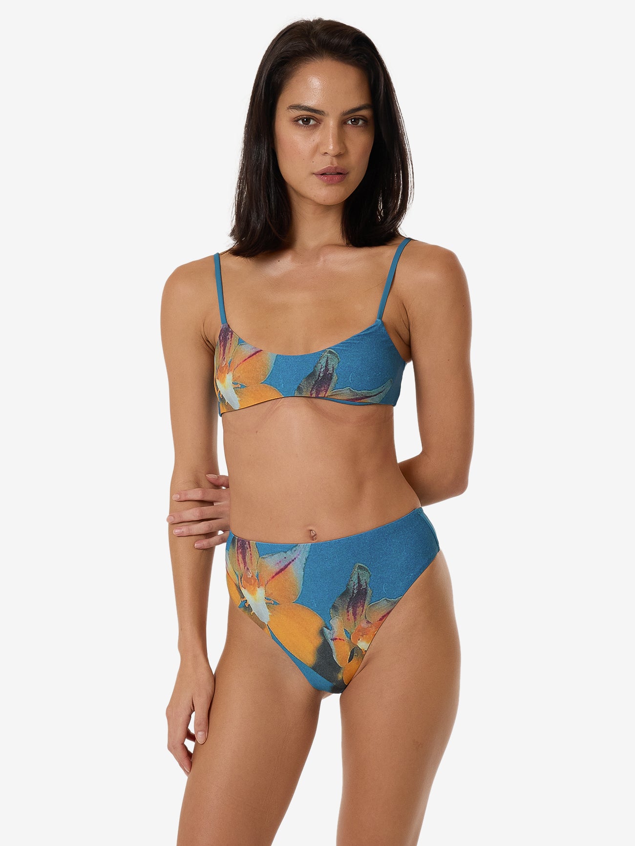 Flower Society Crop Bikini Top - Stella Blue 4