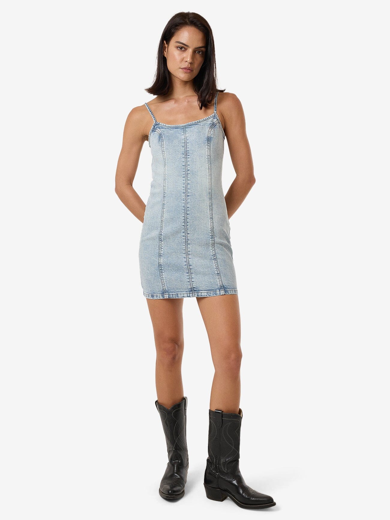 Rory Mini Denim Dress - Tainted Blue 4