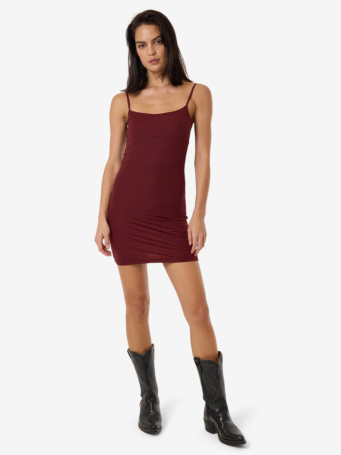 Petra Mesh Mini Dress - Dark Cherry 4