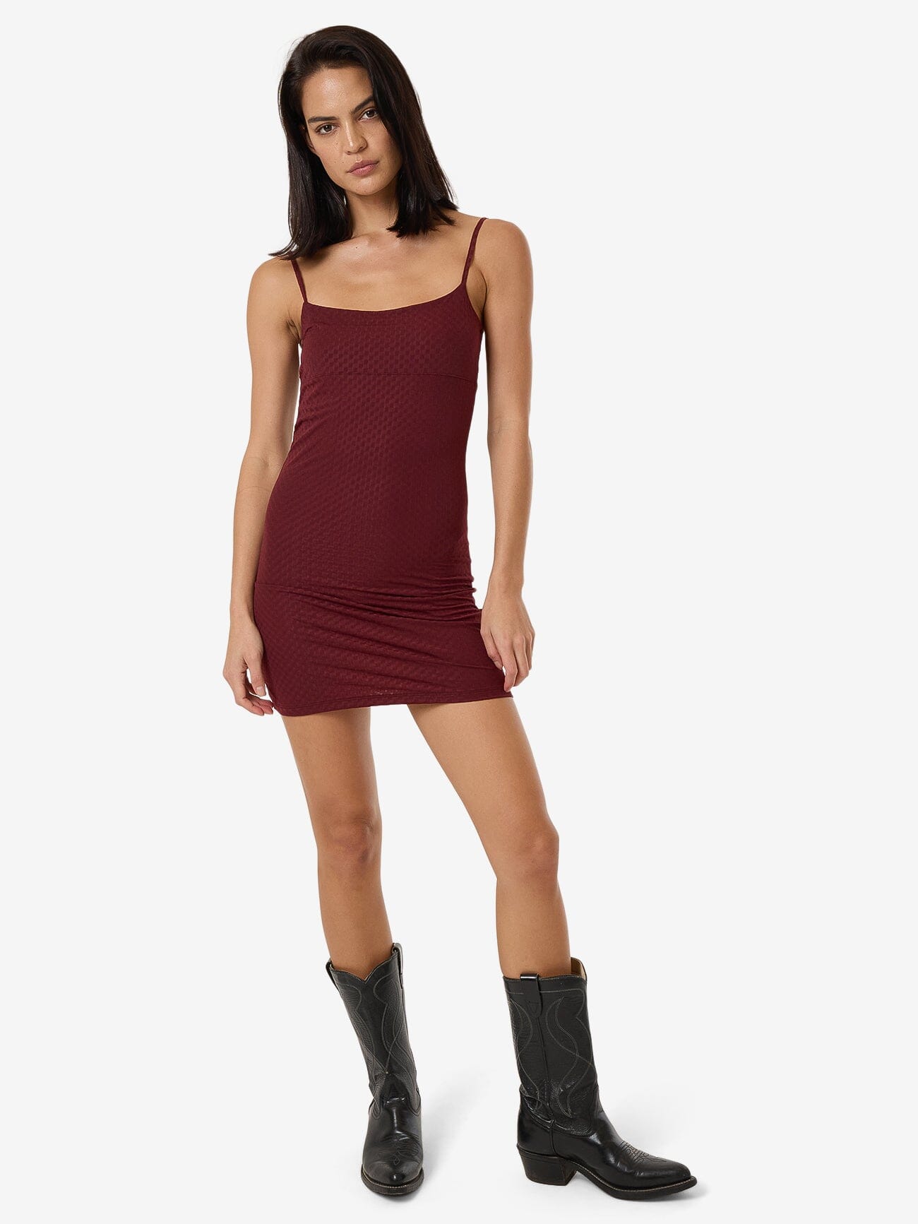 Petra Mesh Mini Dress - Dark Cherry 4