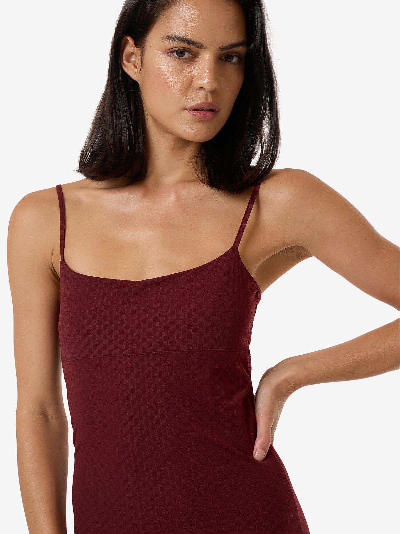 Petra Mesh Mini Dress - Dark Cherry 4