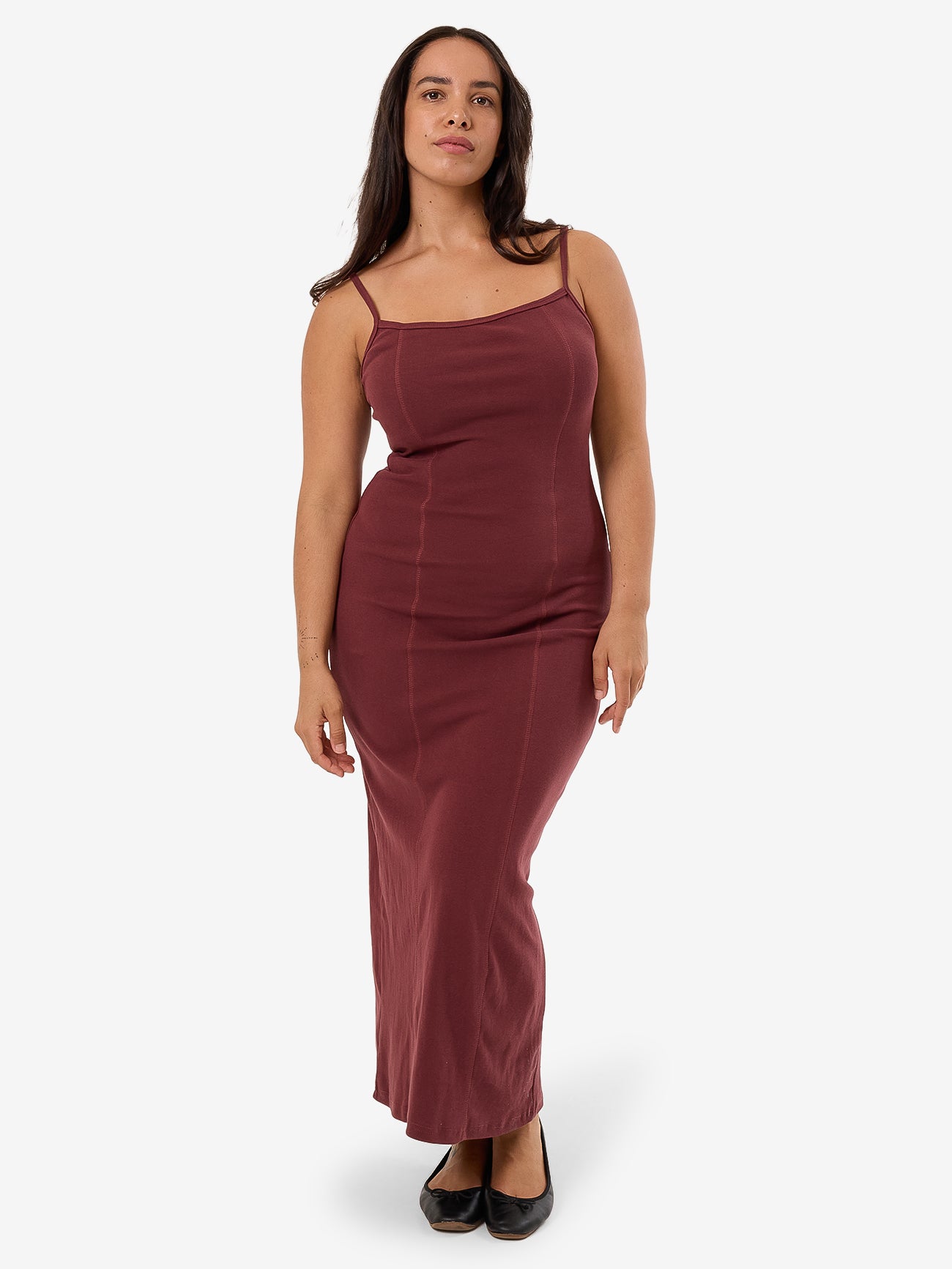 Rib Seam Dress - Dark Cherry