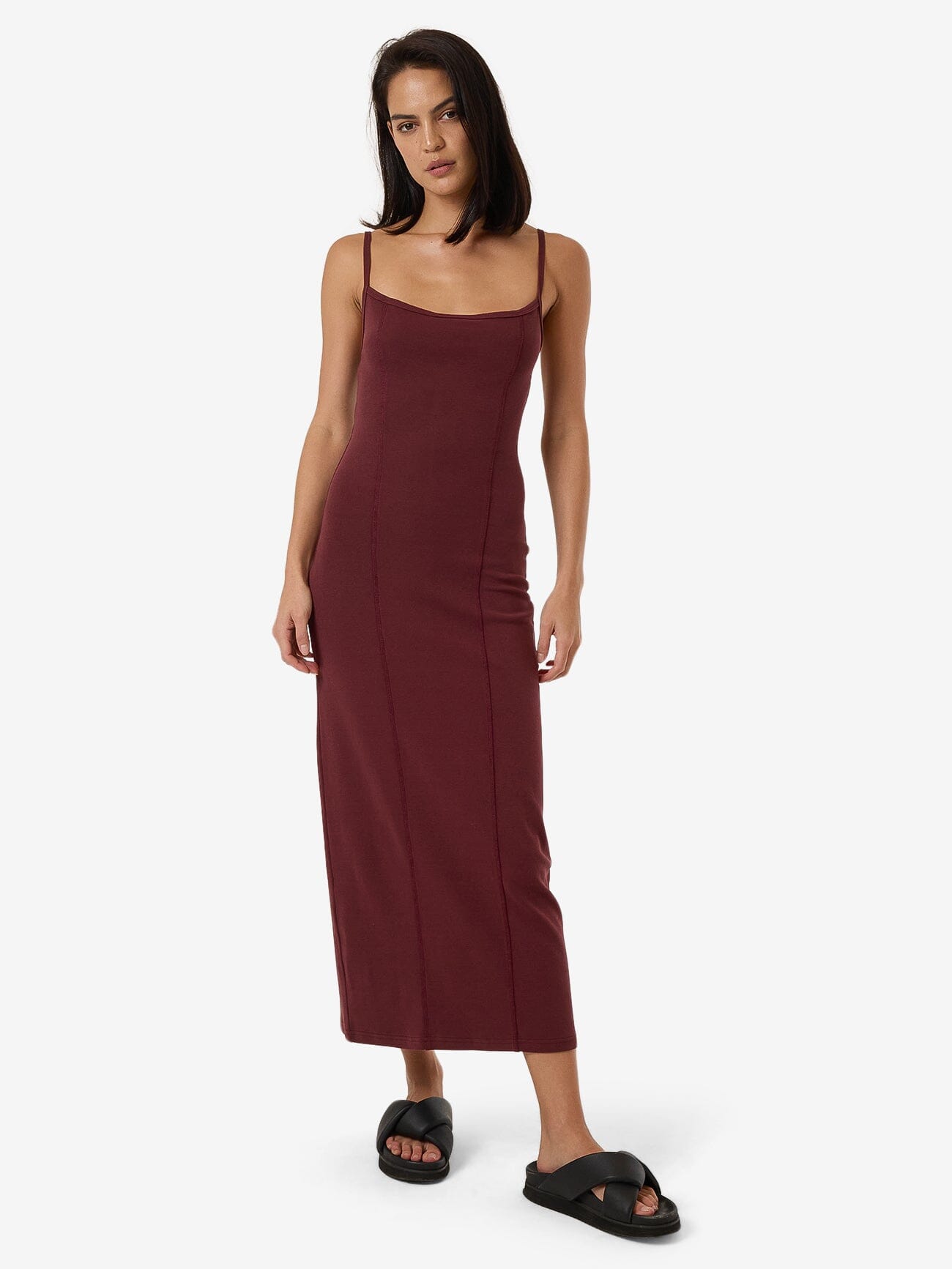 Rib Seam Dress - Dark Cherry 4