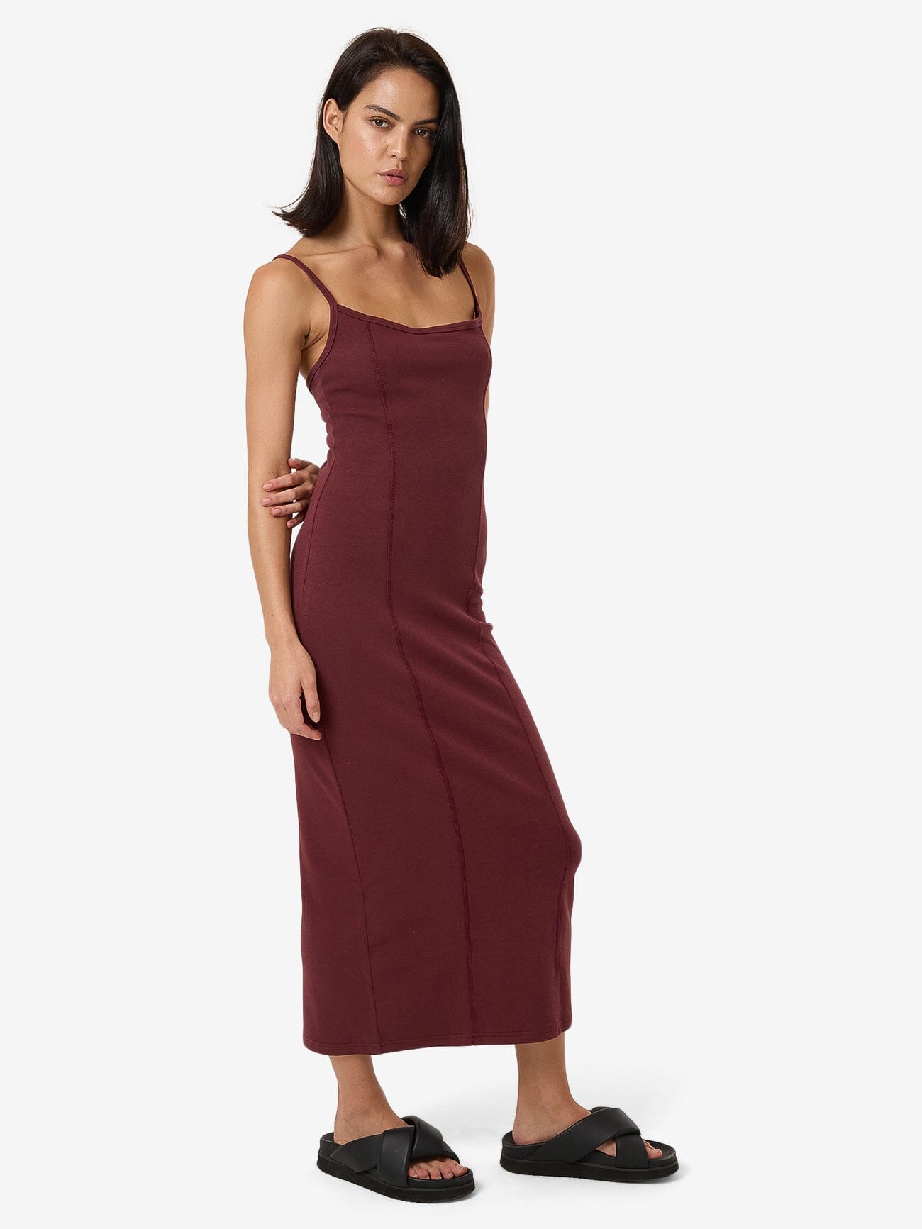 Rib Seam Dress - Dark Cherry 4