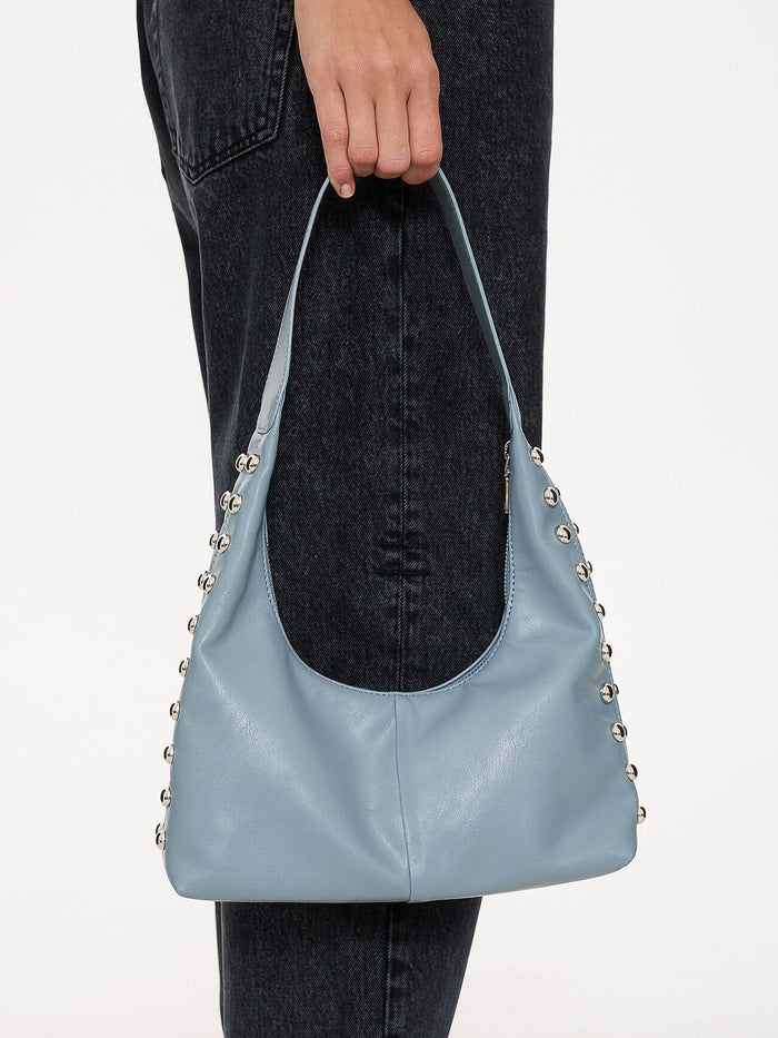 Wild Side Studded Mini Shoulder Bag - Dark Grey Blue