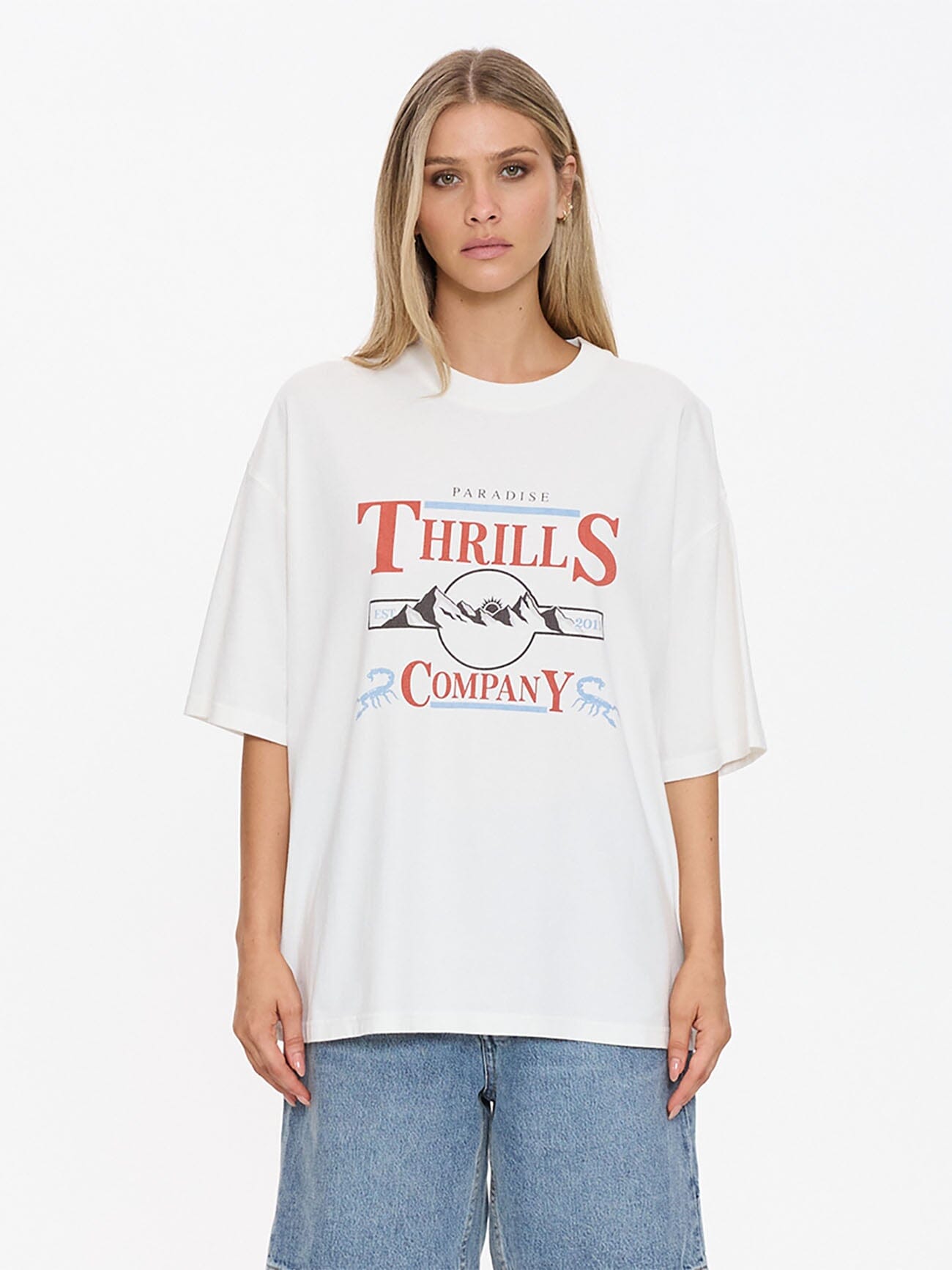 Touch The Sky Oversized Tee - Dirty White | Thrills Co.