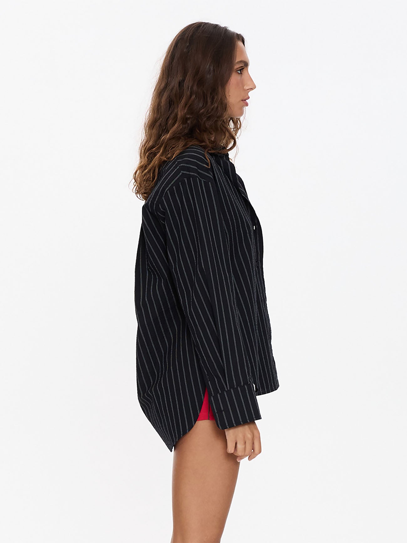 Unwind Stripe Oversized Shirt - Black 4
