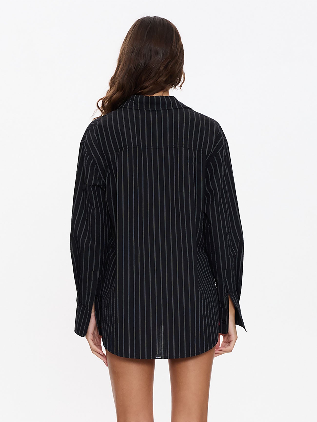 Unwind Stripe Oversized Shirt - Black 4