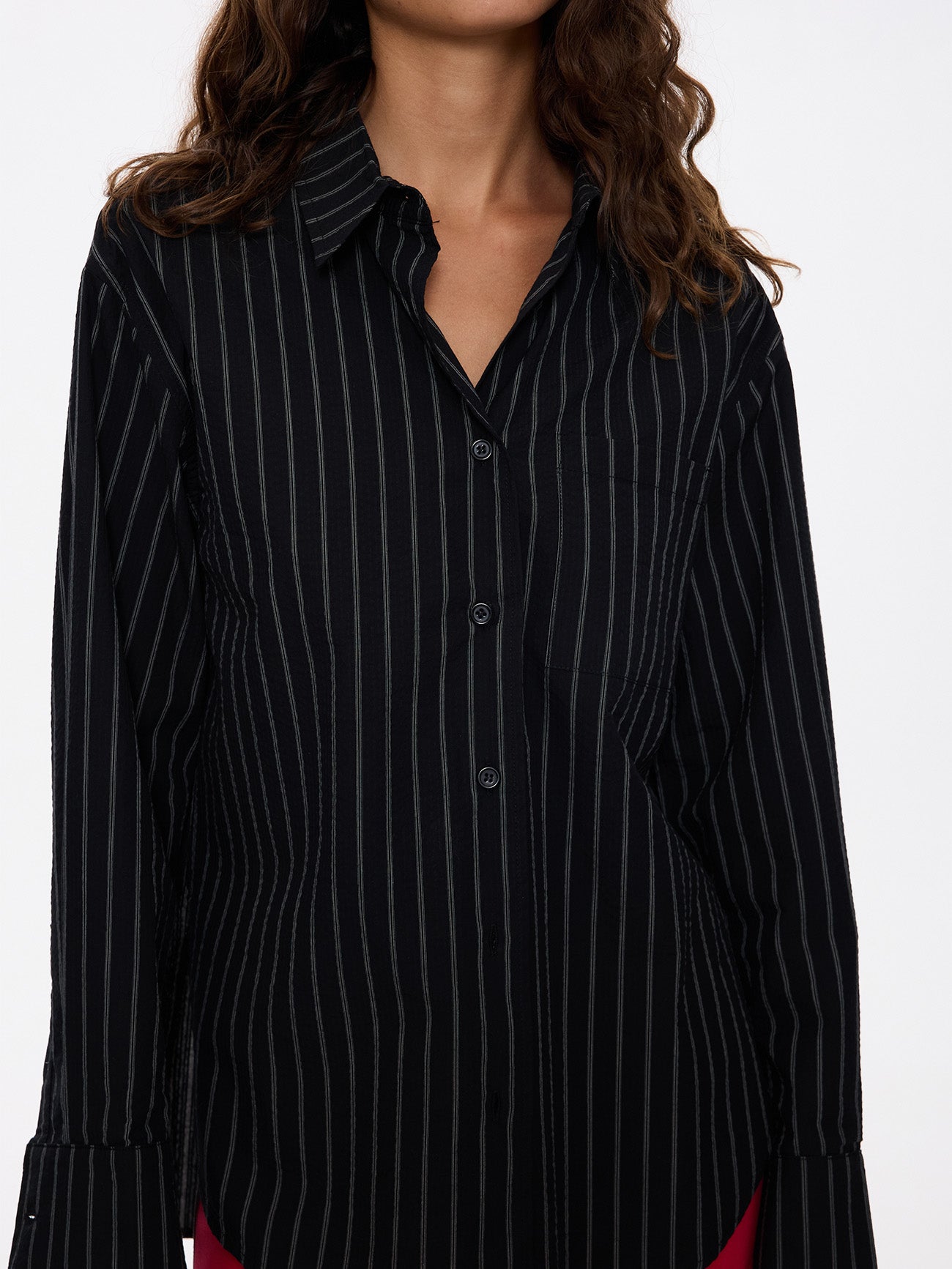 Unwind Stripe Oversized Shirt - Black 4