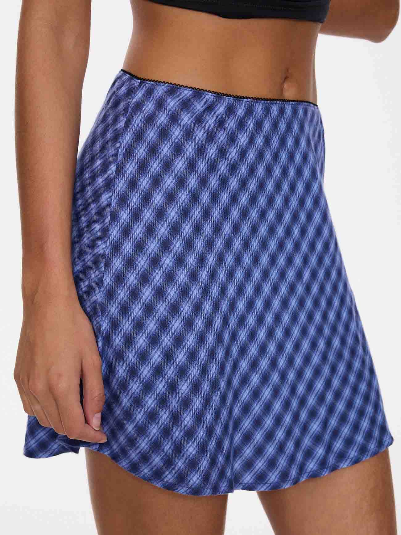 High Speed Check Mini Skirt - Guardian Navy | Thrills Co.