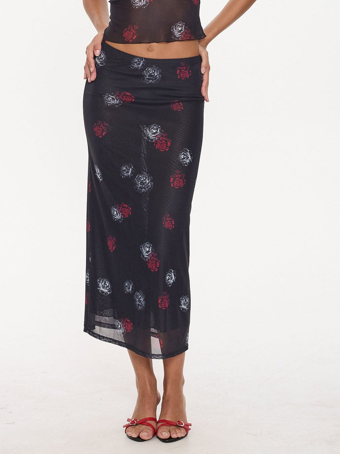 Perfect Illusion Mesh Maxi Skirt - Black 4