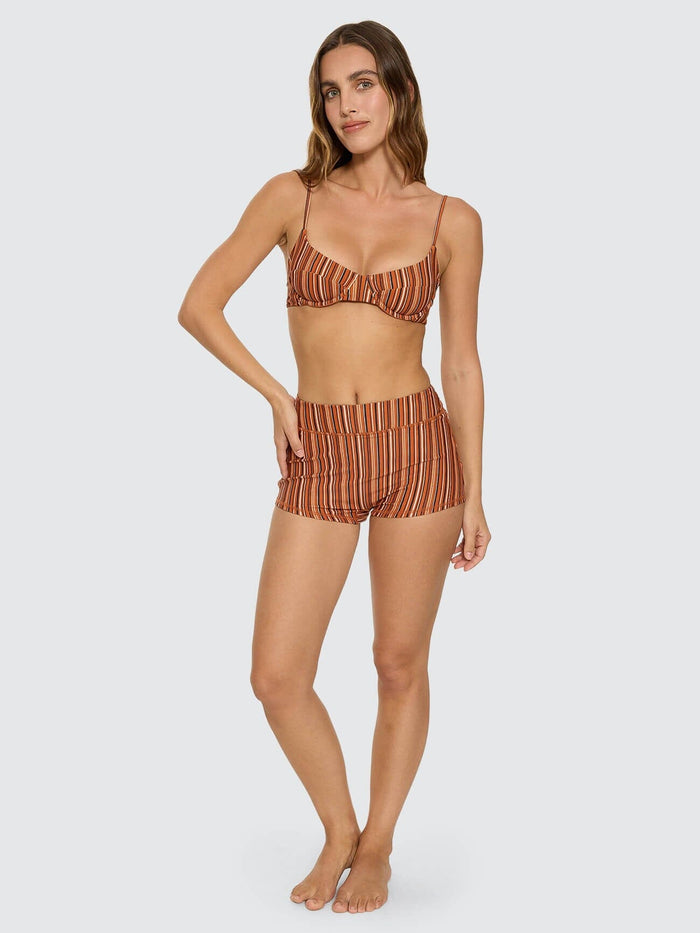 Aftersun Stripe Boy Leg Bikini Bottom - Burnt Orange 4