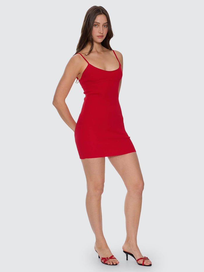 Vivid Dreams Knit Mini Dress - Cherry