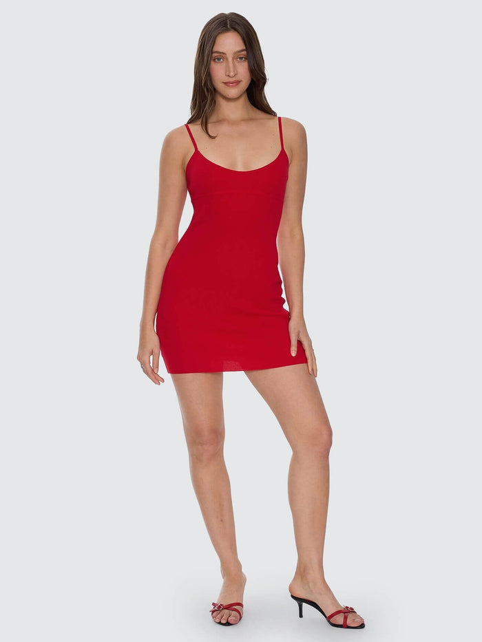 Vivid Dreams Knit Mini Dress - Cherry