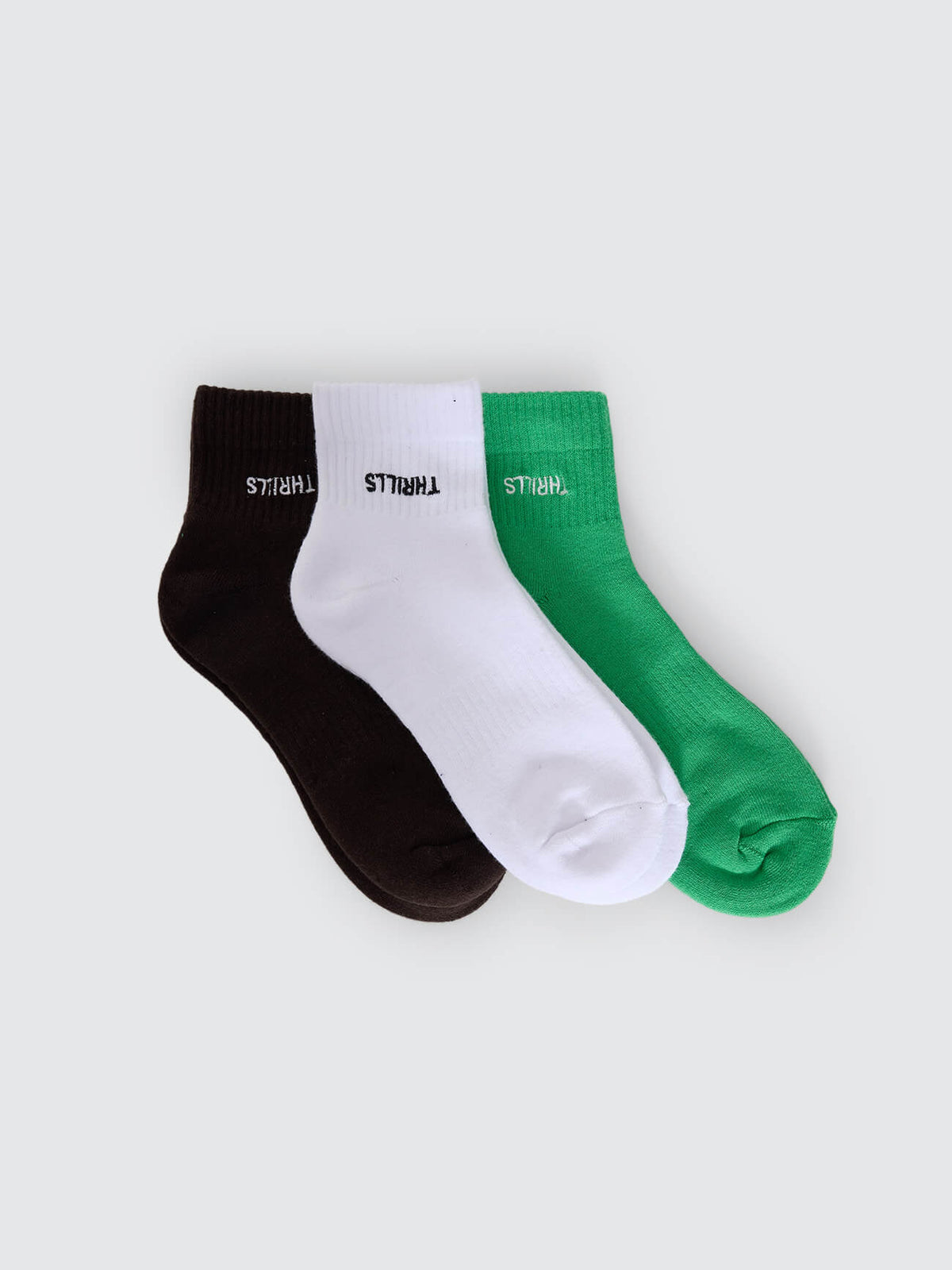 Minimal Thrills 3 Pack Sock - Blink Green - White - Orchard Brown One Size