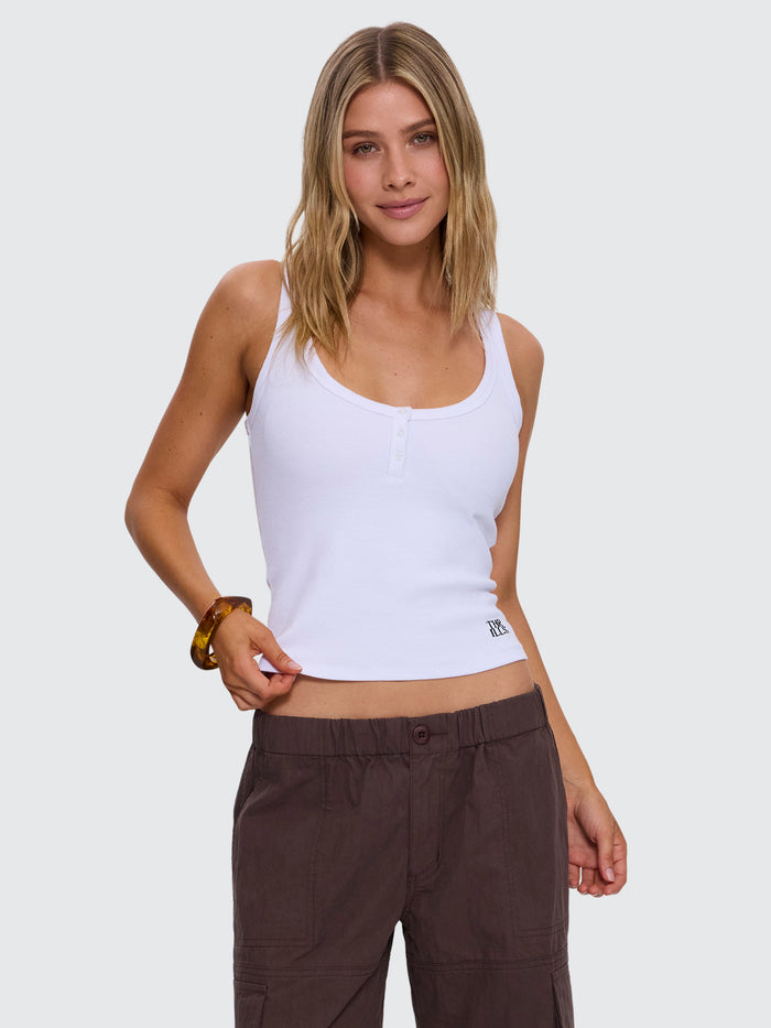 Rib Henley Tank - White 4