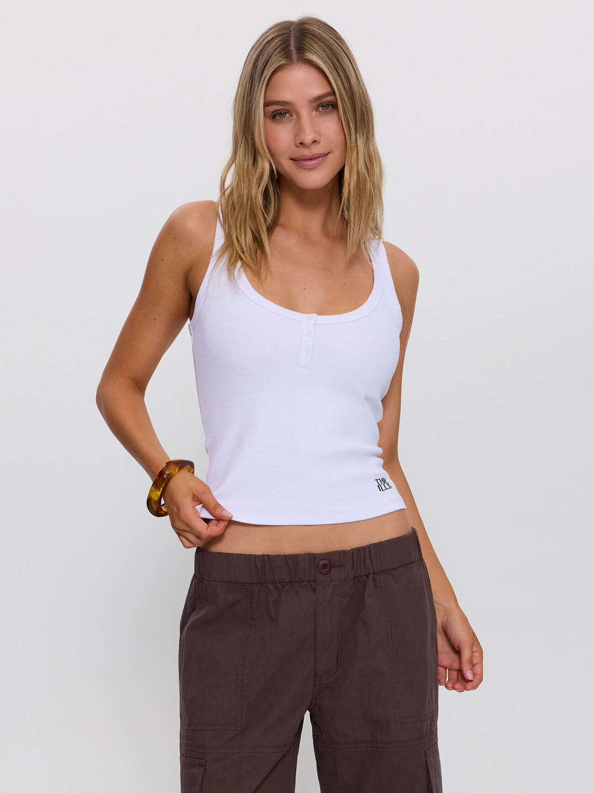Rib Henley Tank - White 4