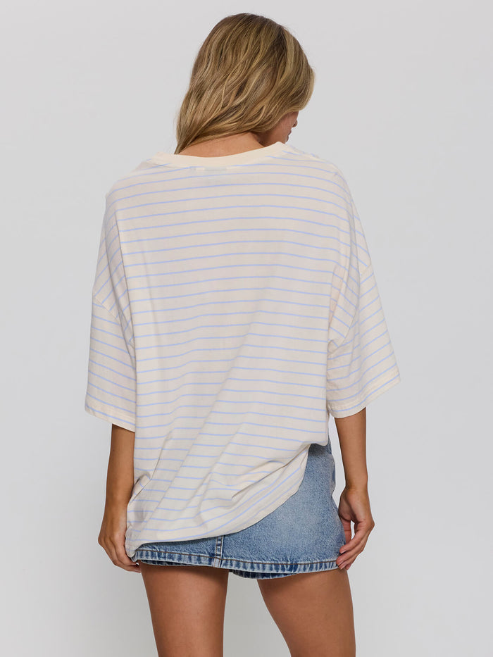 Coastal Slouch Tee - Placid Blue Stripe 4
