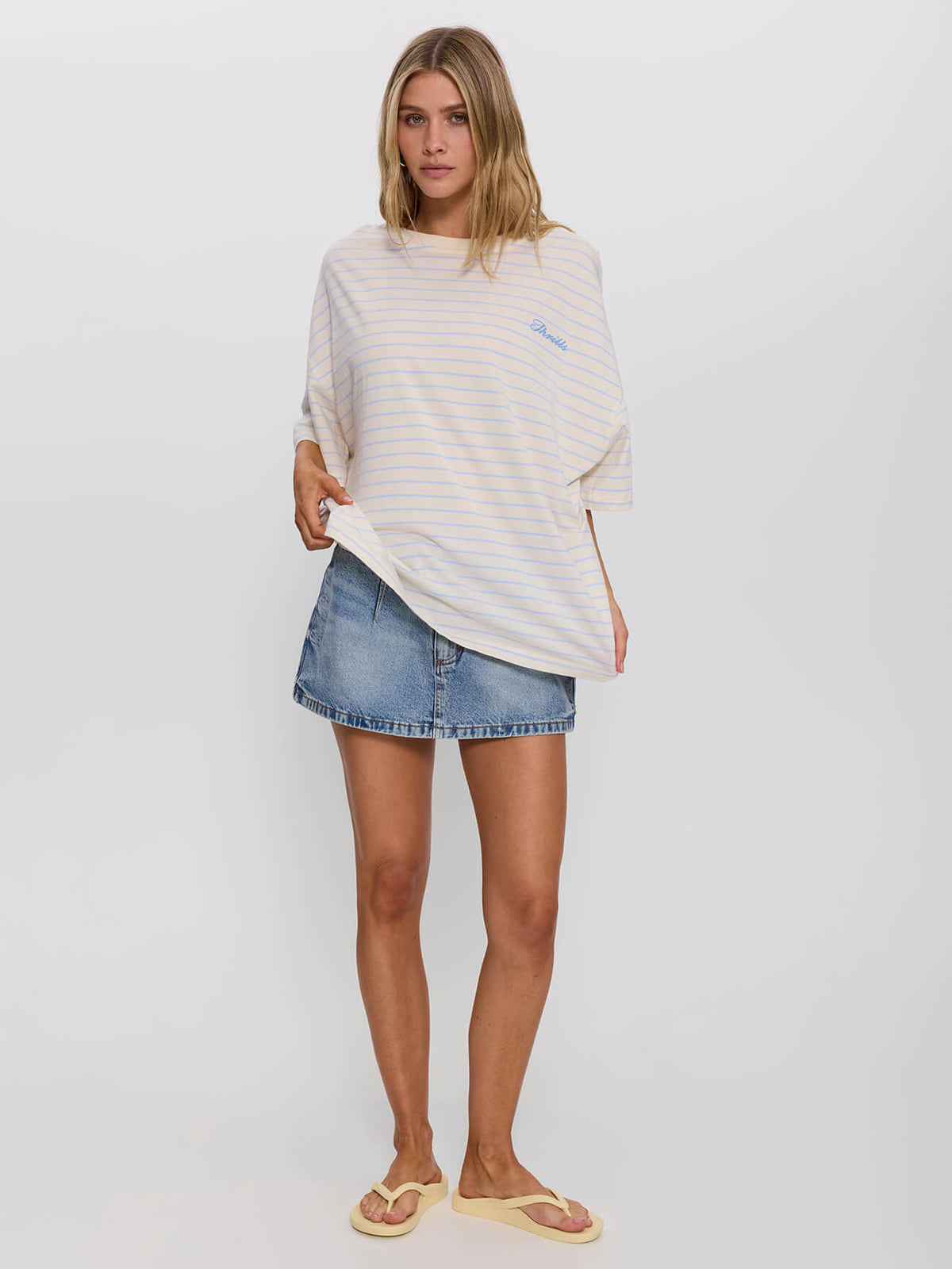 Coastal Slouch Tee - Placid Blue Stripe 4