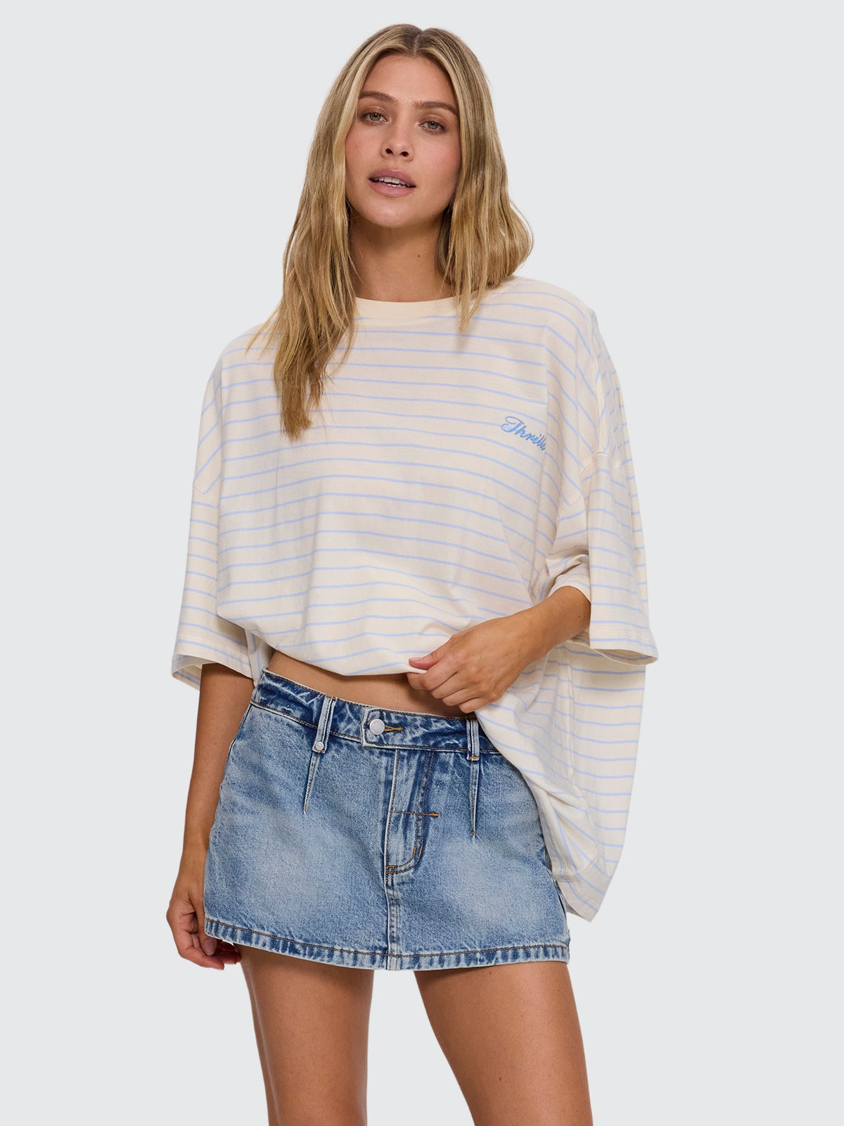 Coastal Slouch Tee - Placid Blue Stripe 4